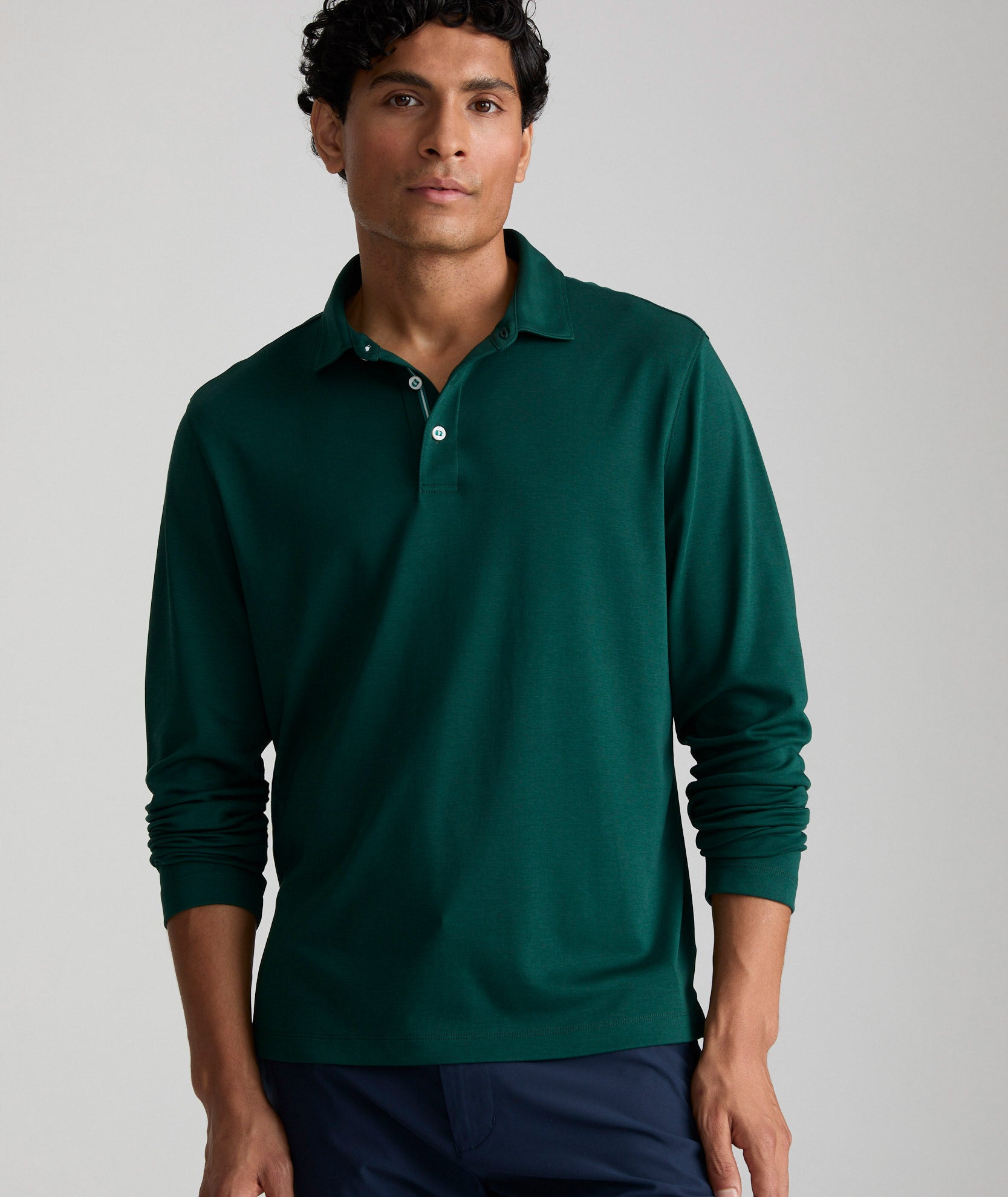 【未使用✨】TFW49 COLLAR LESS LS POLO 長袖 カーキ TFW49 - LONG SLEEVE POLO | ポロシャツ | カーキ | ブラック | メンズ