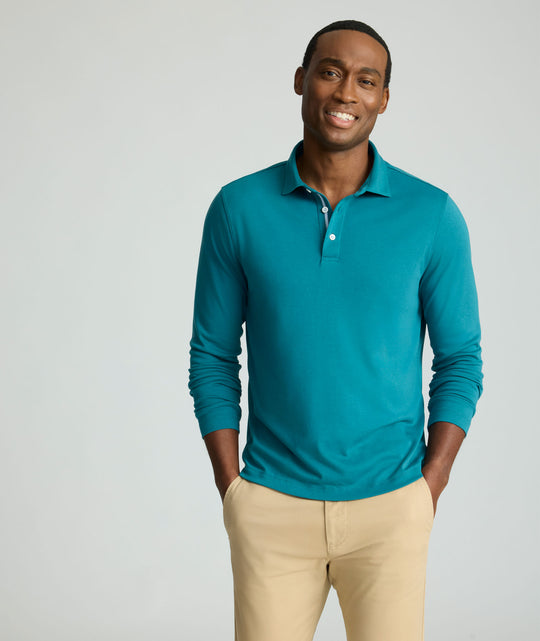 Wrinkle-Free Damaschino Long-Sleeve Polo