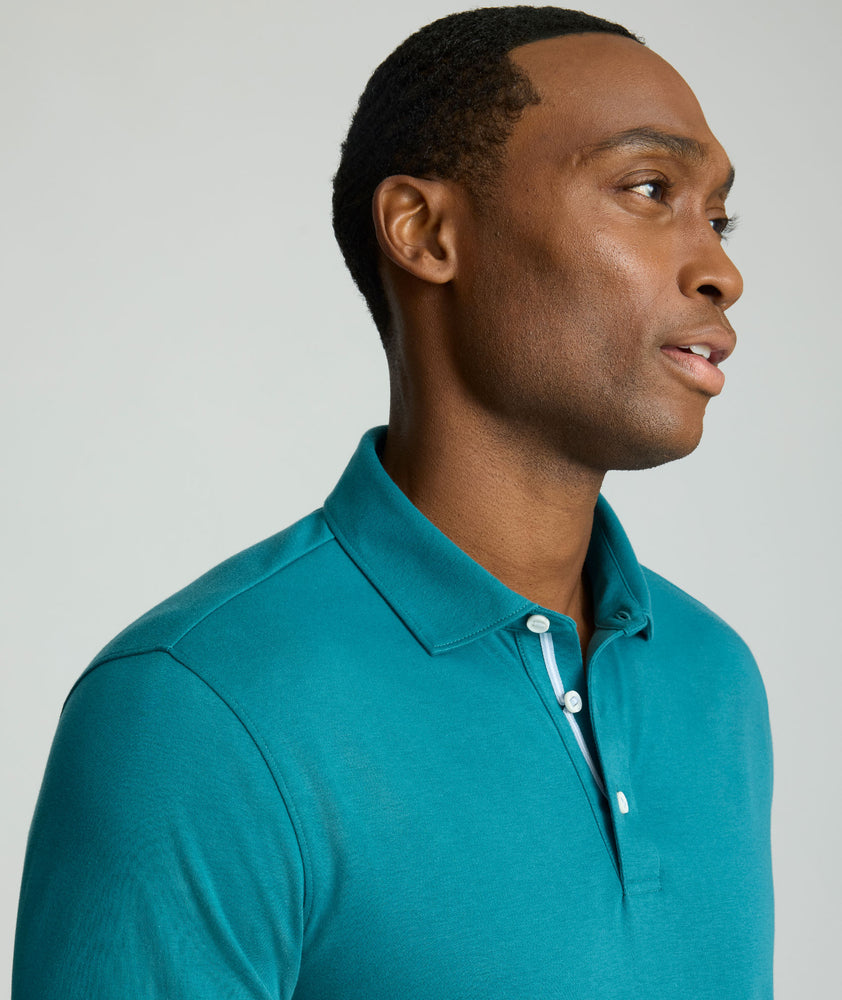 Wrinkle-Free Damaschino Long-Sleeve Polo