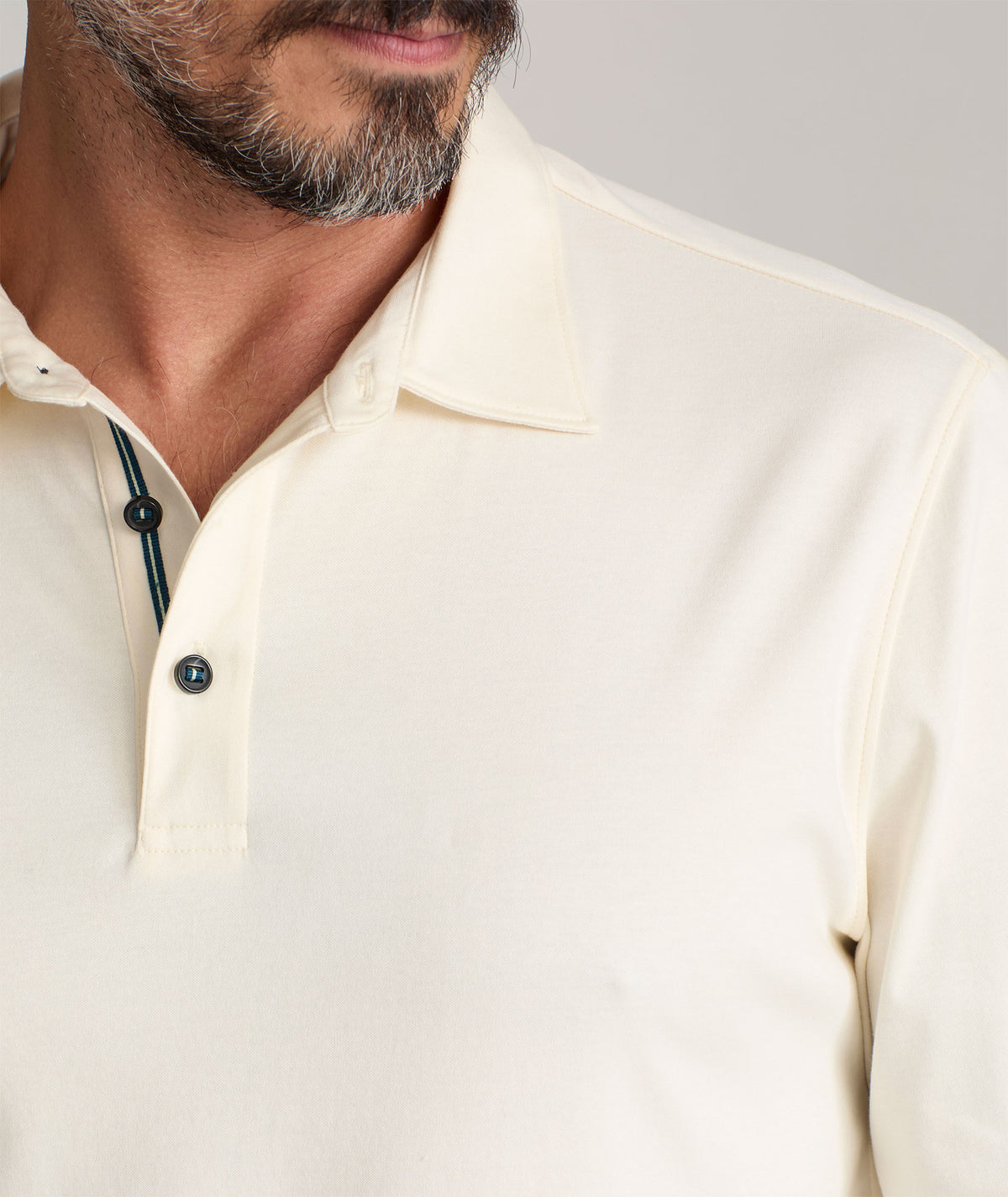 Wrinkle-Free Damaschino Long-Sleeve Polo Ecru | UNTUCKit