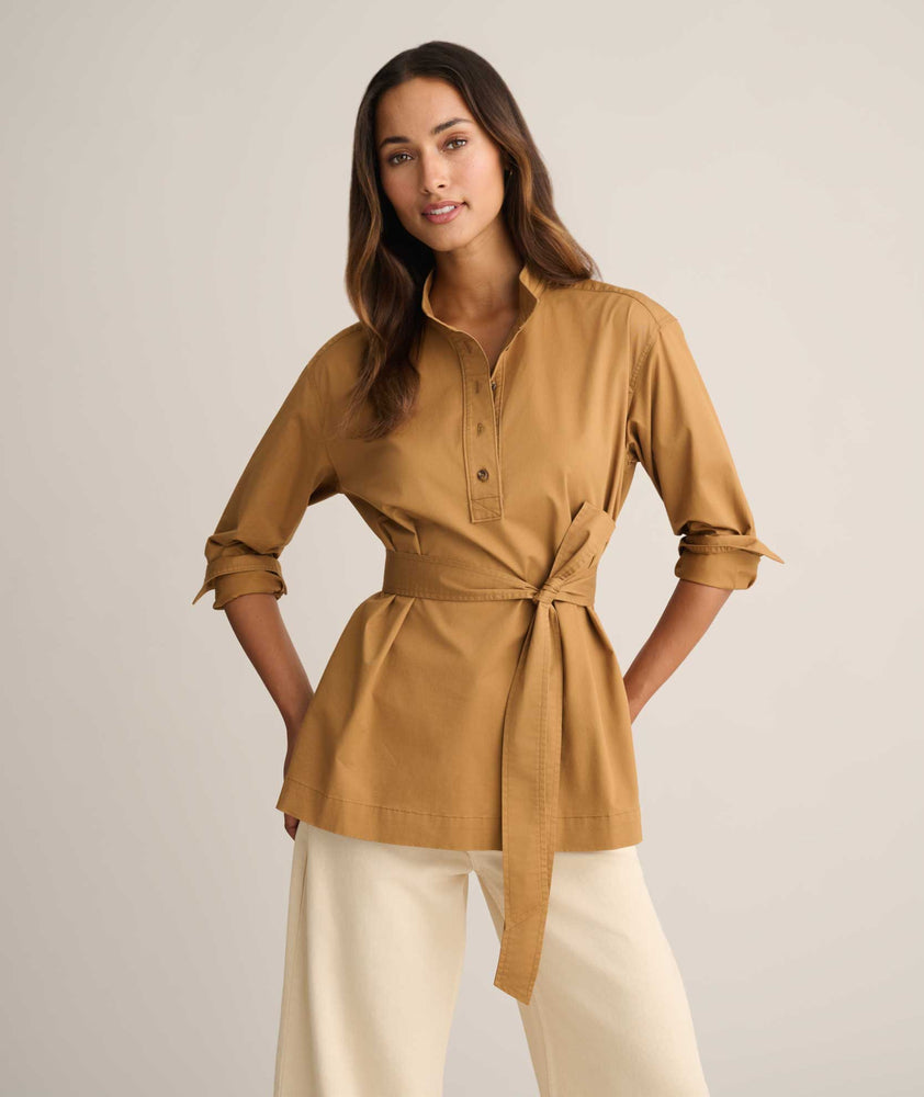 Stretch Cotton Belted Popover Darcy Shirt