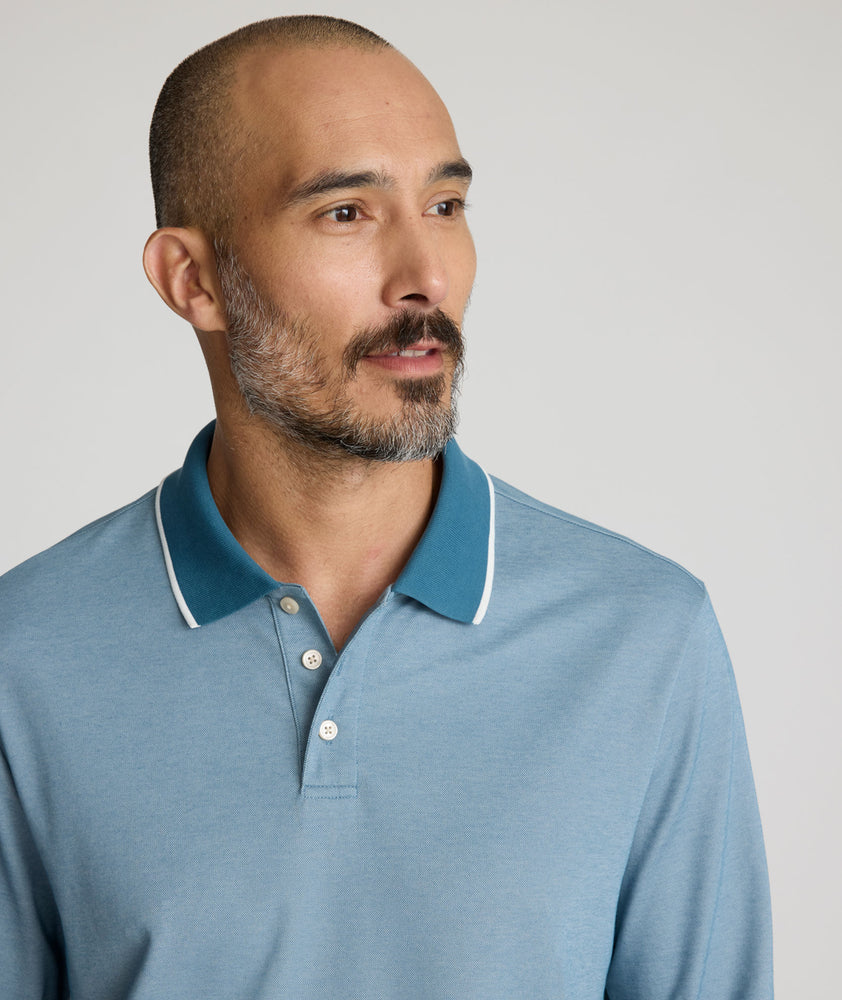 Tipped Performance Long-Sleeve Polo