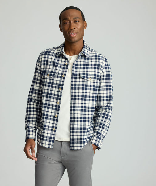Brushed Overshirt Navy & White Check | UNTUCKit