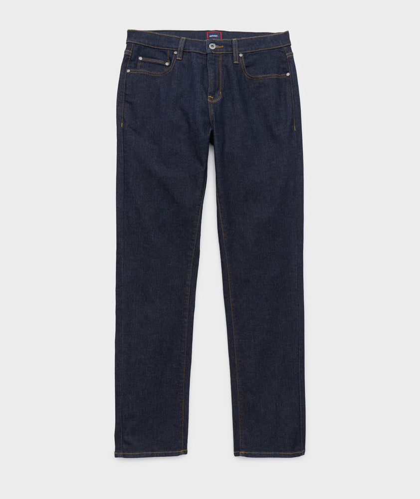 Model is wearing UNTUCKit Dark Wash Denim. 