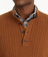 Cable Knit Cashmere Button-Neck Sweater
