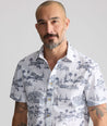 Model is wearing UNTUCKit Vintage Wash Short-Sleeve Dunaway Shirt.