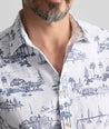 Model is wearing UNTUCKit Vintage Wash Short-Sleeve Dunaway Shirt.