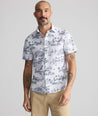 Model is wearing UNTUCKit Vintage Wash Short-Sleeve Dunaway Shirt.