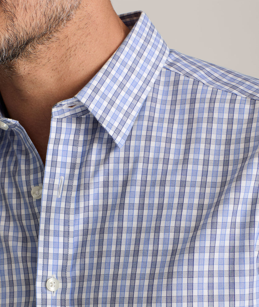 Model is wearing UNTUCKit durif wrinkle-free shirt. 