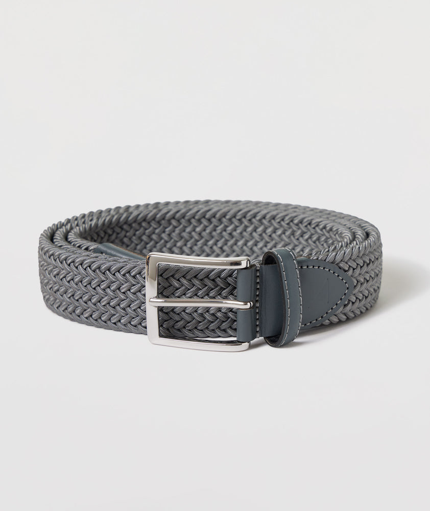 UNTUCKIt elastic braided belt in gray. 