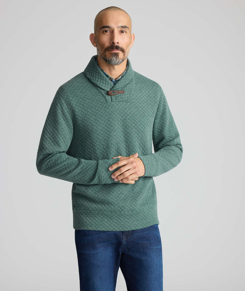 Model wearing an UNTUCKit Green Sweatshirt.