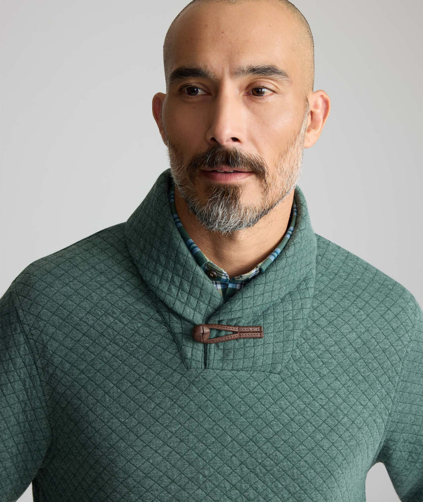 Model wearing an UNTUCKit Green Sweatshirt.