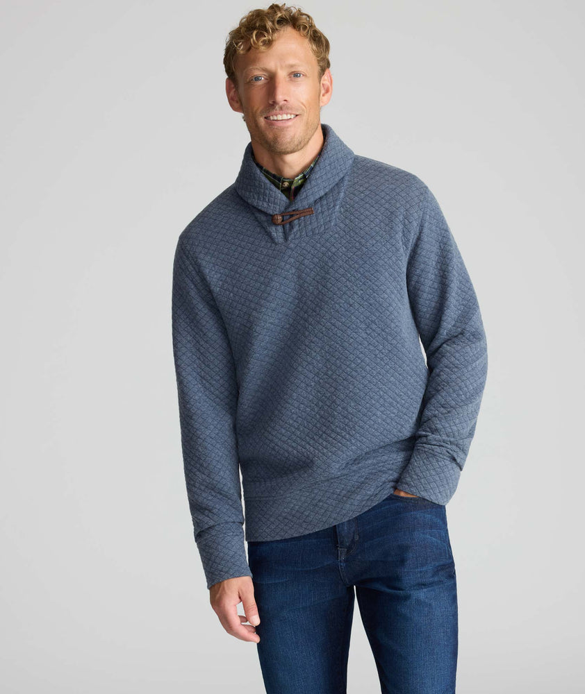 Model wearing an UNTUCKit Blue Sweatshirt.