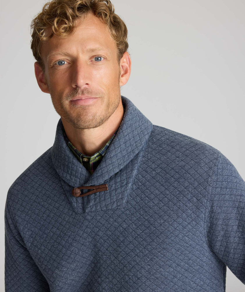 Model wearing an UNTUCKit Blue Sweatshirt.