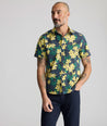 Model is wearing UNTUCKit Vintage Wash Short-Sleeve Finchley Shirt. 