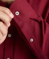 Model wearing an UNTUCKit Wrinkle-Free Gallis Shirt in red.