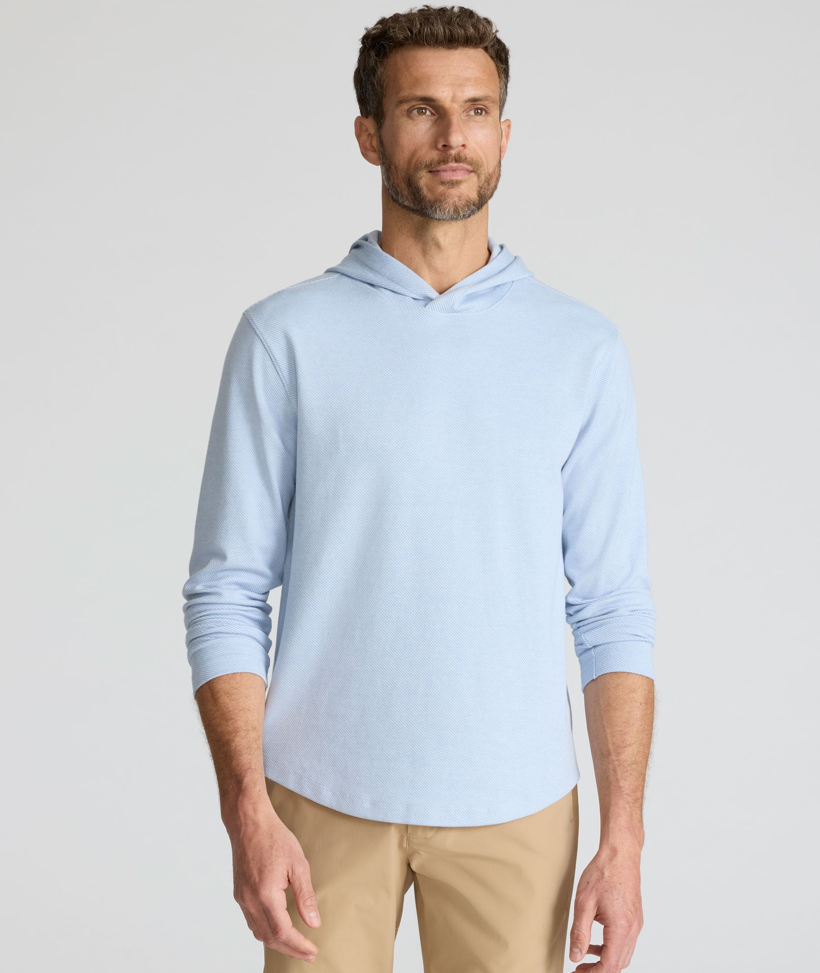 Textured Knit Hoodie Light Blue | UNTUCKit