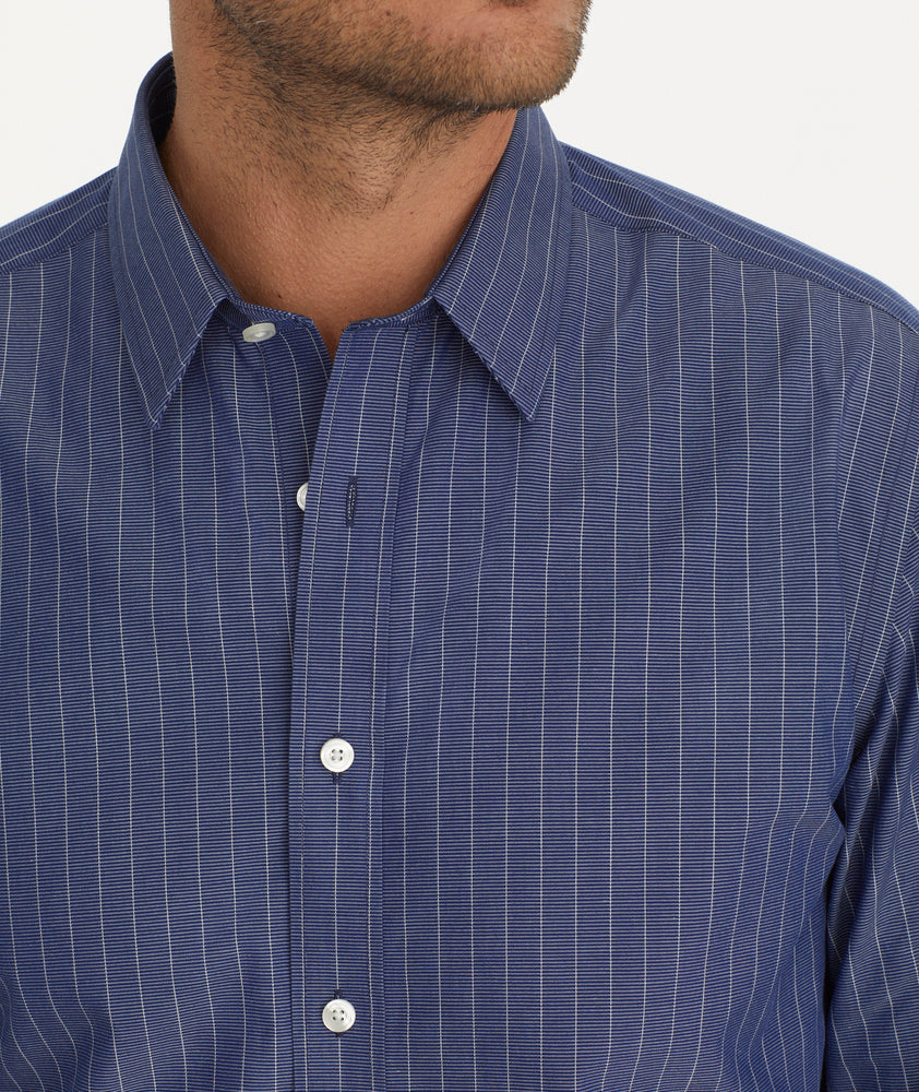 Wrinkle-Free Gifford Shirt Blue and White Stripe | UNTUCKit
