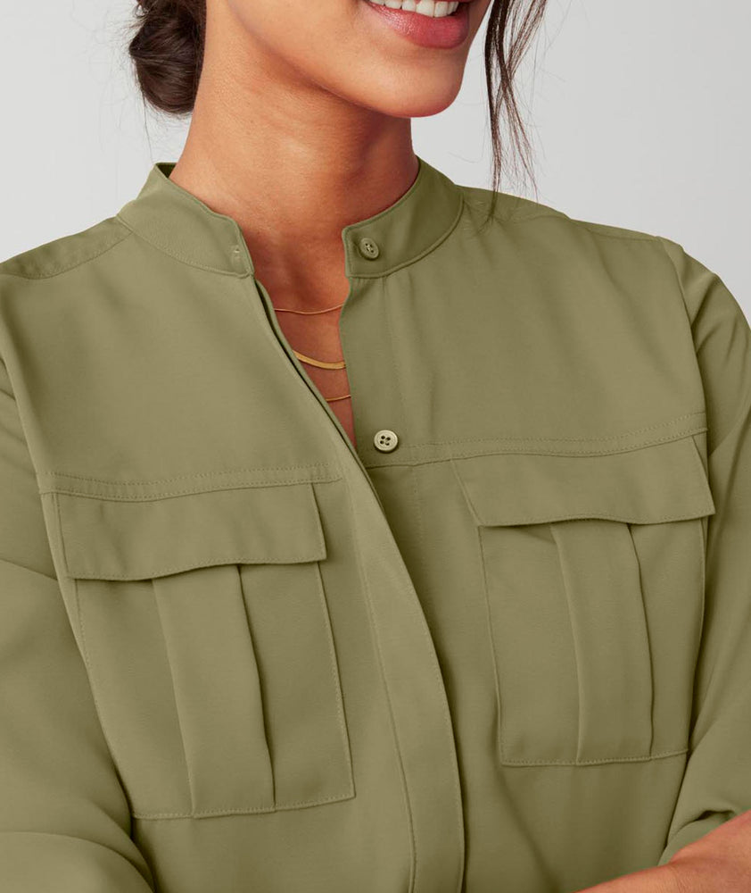 Collarless Double-Pocket Gloria Shirt