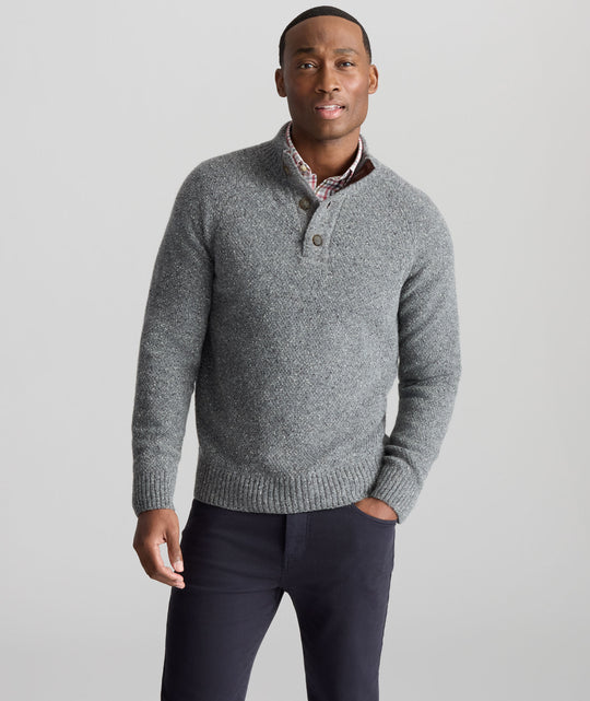 Donegal Button-Neck Sweater