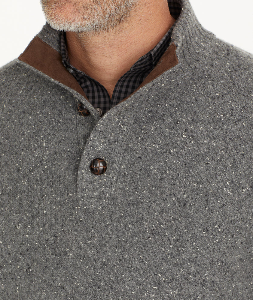 Button-Neck Donegal Sweater