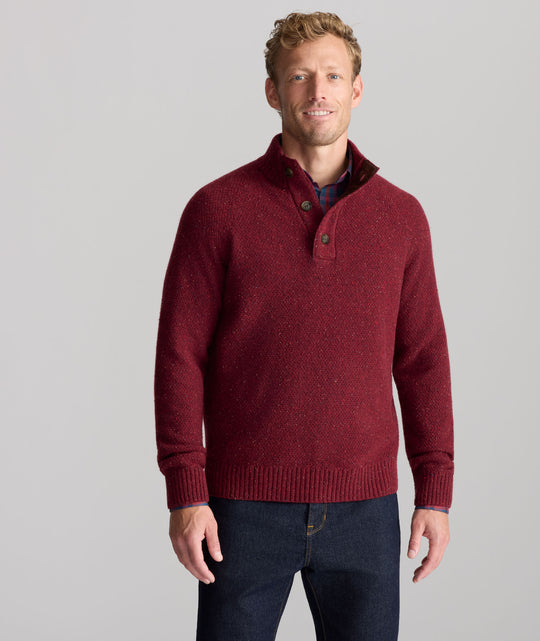 Donegal Button-Neck Sweater