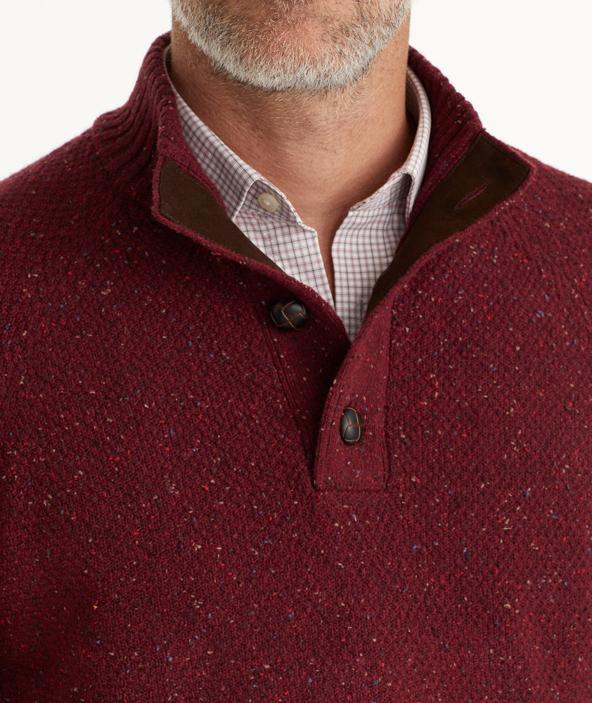Button-Neck Donegal Sweater