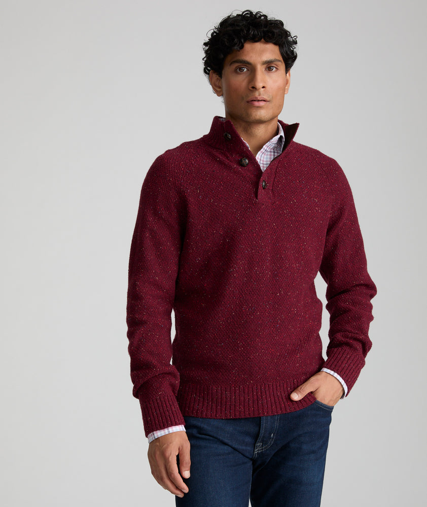Button-Neck Donegal Sweater - FINAL SALE