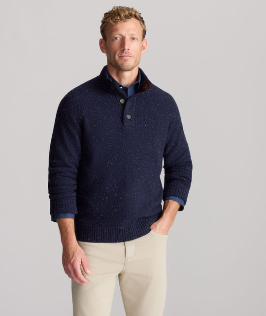 Donegal Button-Neck Sweater
