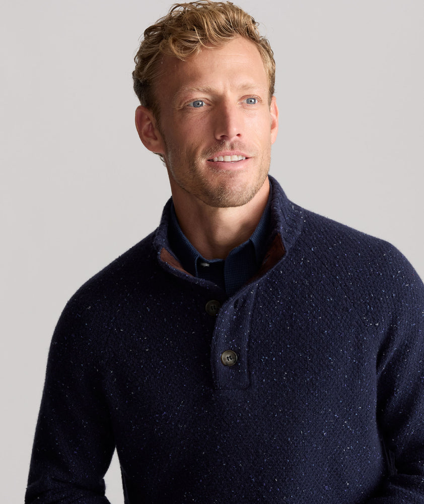 Donegal Button-Neck Sweater