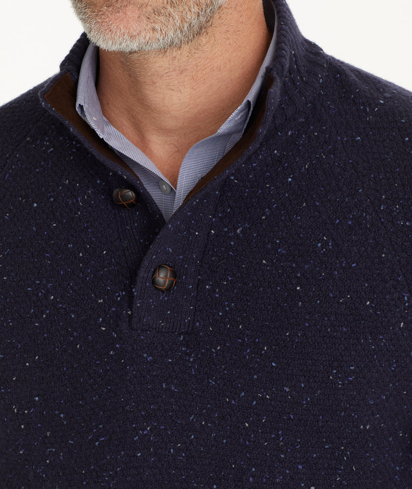 Button-Neck Donegal Sweater