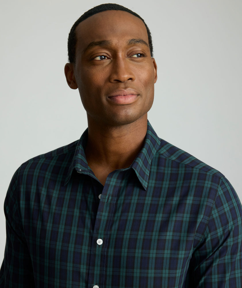 Wrinkle-Free Grant Shirt Green & Navy Tartan | UNTUCKit Wrinkle-Free Grant Shirt Green & Navy Tartan | UNTUCKit