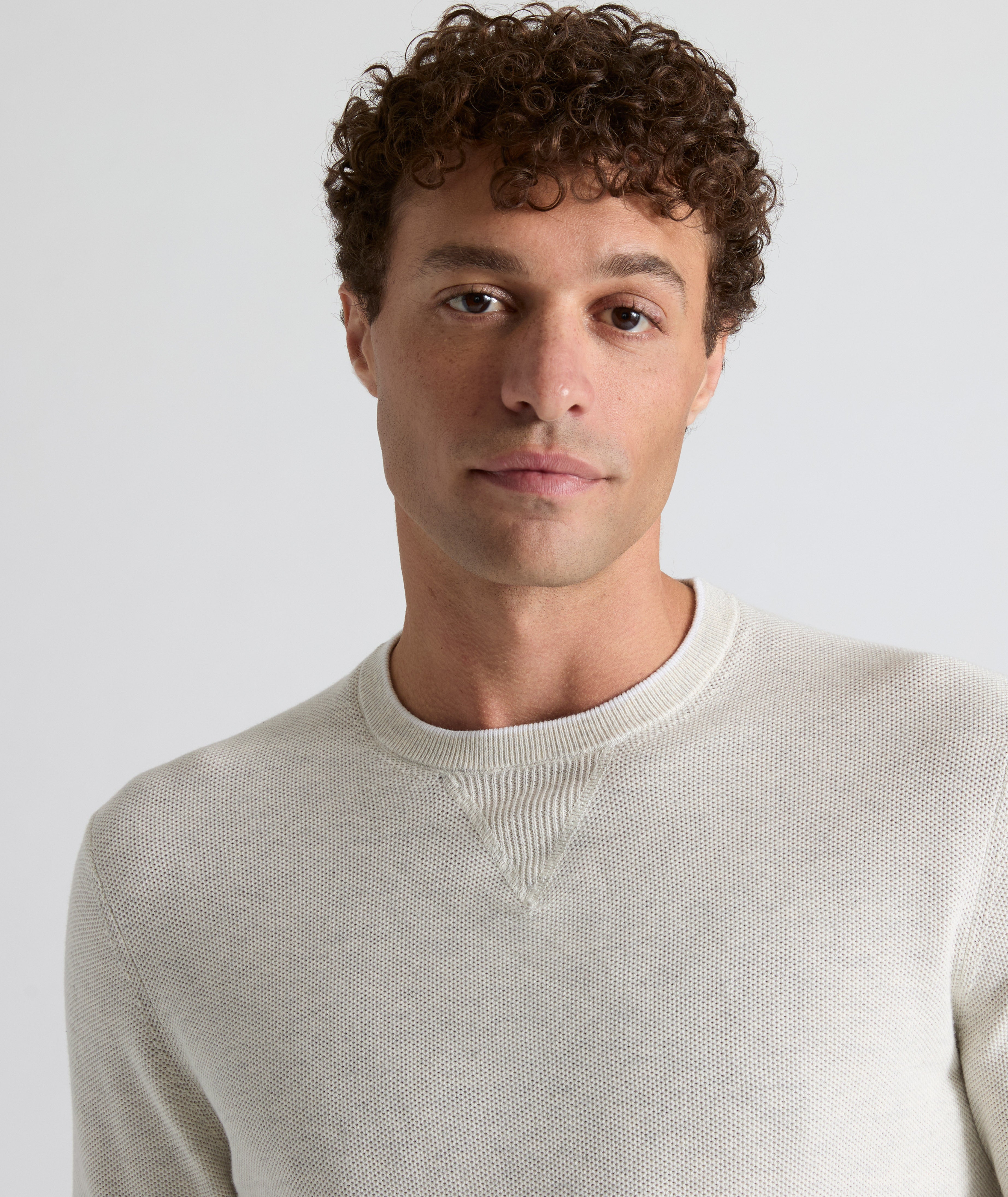 Cotton Crewneck Sweater Oatmeal | UNTUCKit