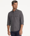 Model is wearing UNTICKit gray chambray flannel.