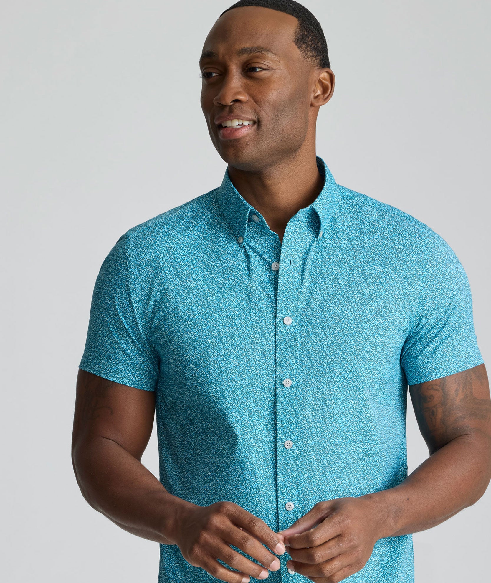 men's teal dress shirt Mens Slim Fit Dress Shirt Teal Regular Cuff DE DS3003