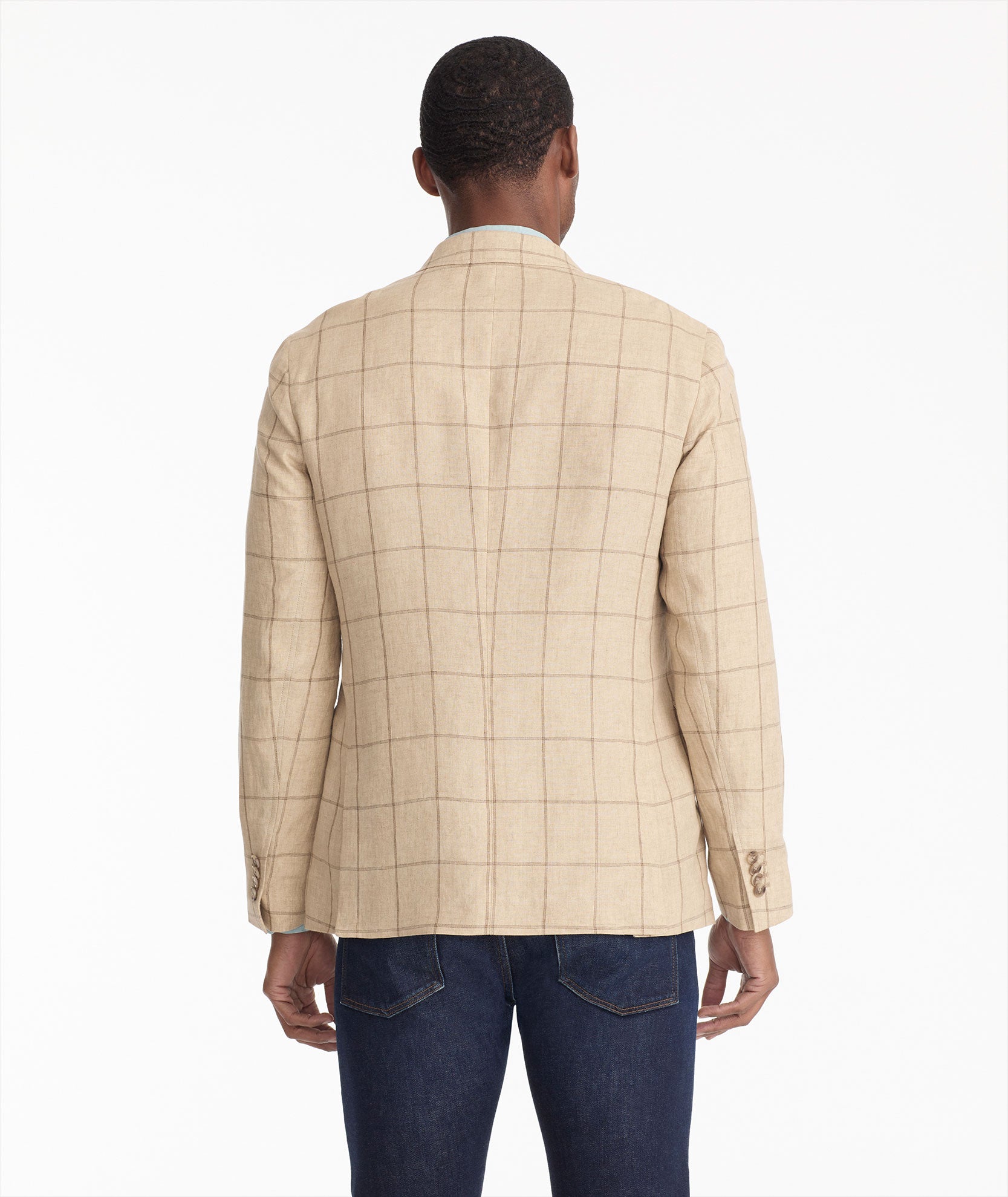 Linen Hampton Sport Coat Tan Windowpane Check | UNTUCKit