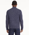 Model is wearing UNTUCKit Harlow Sweater Jacket in Maritime