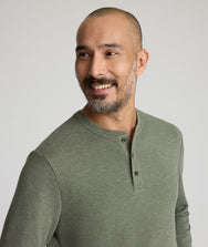 Stretch Cotton Herringbone Henley Zoom