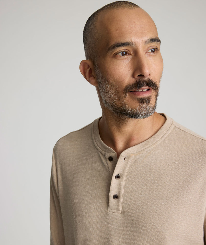 Stretch Cotton Herringbone Henley