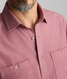 Model is wearing UNTUCKit Flannel Hemsworth Shirt in Red.