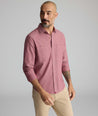 Model is wearing UNTUCKit Flannel Hemsworth Shirt in Red.