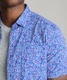 Model is wearing UNTUCKit Hicks performance short sleeve shirt.