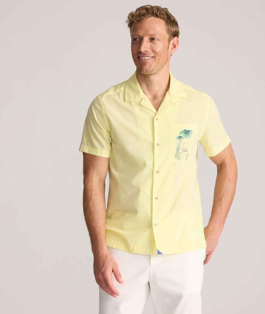 camp collar shirt Vintage Wash Short-Sleeve Camp Collar Shirt Small / Regular Fit / Yellow