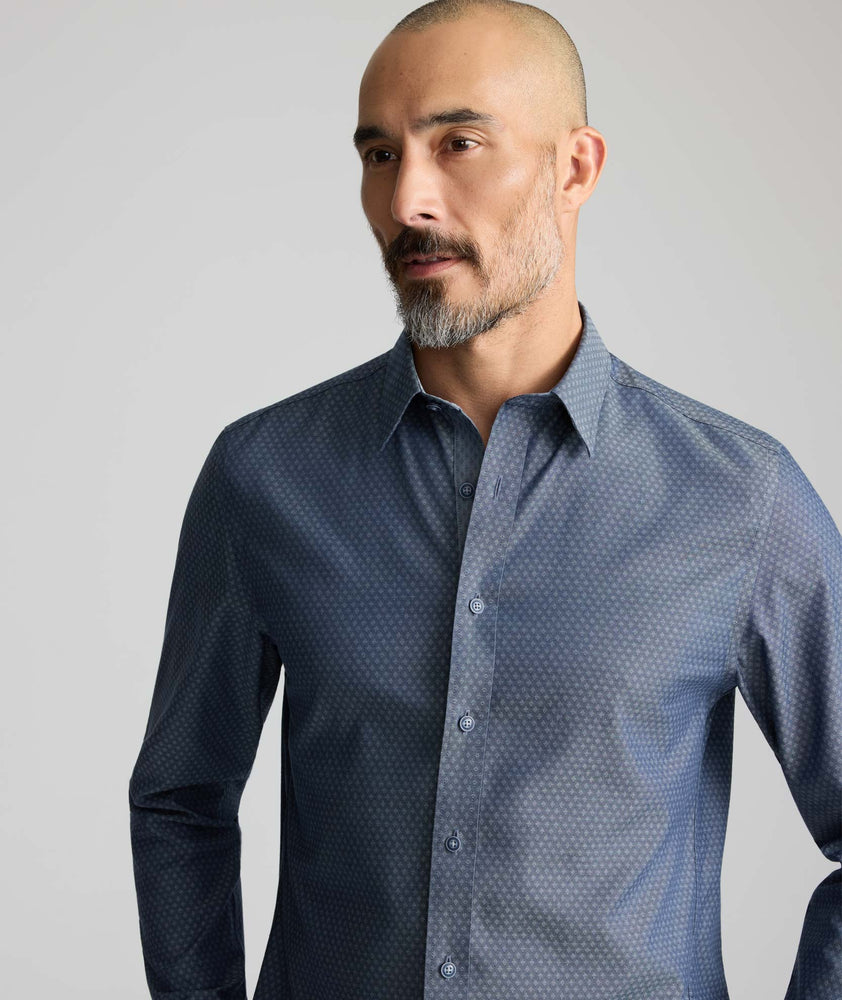 Model is wearing UNTUCKit Wrinkle-Free Ironford Shirt. 