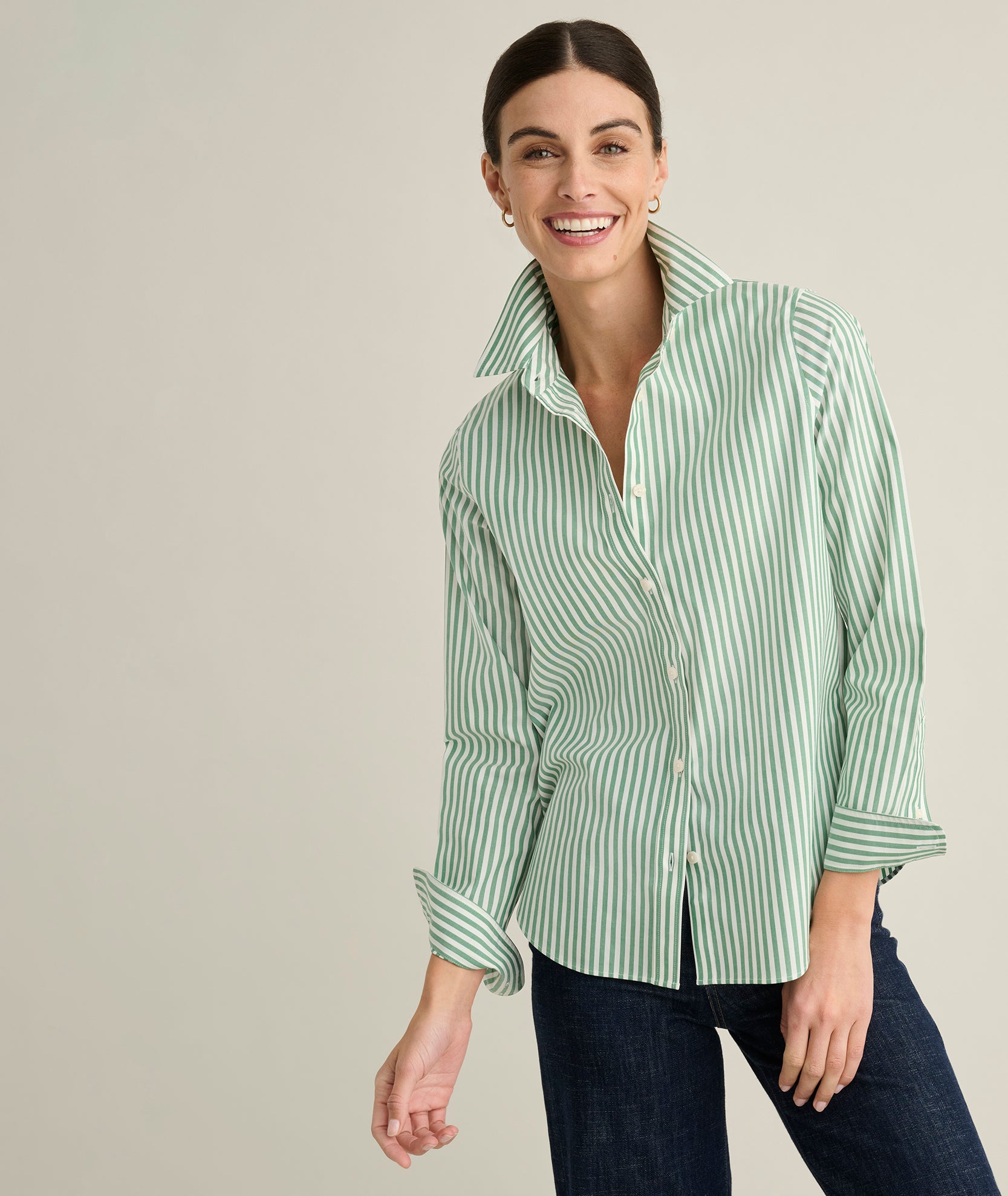 green stripe dress shirt Striped Signature Oxford Shirt