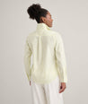 Model is wearing UNTUCKit Wrinkle-Free Stretch Cotton Classic Fit Isabella Shirt	Yellow & White Stripe.