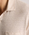 Model is wearing UNTUCKit Jacob Johnny Collar in Hummus.