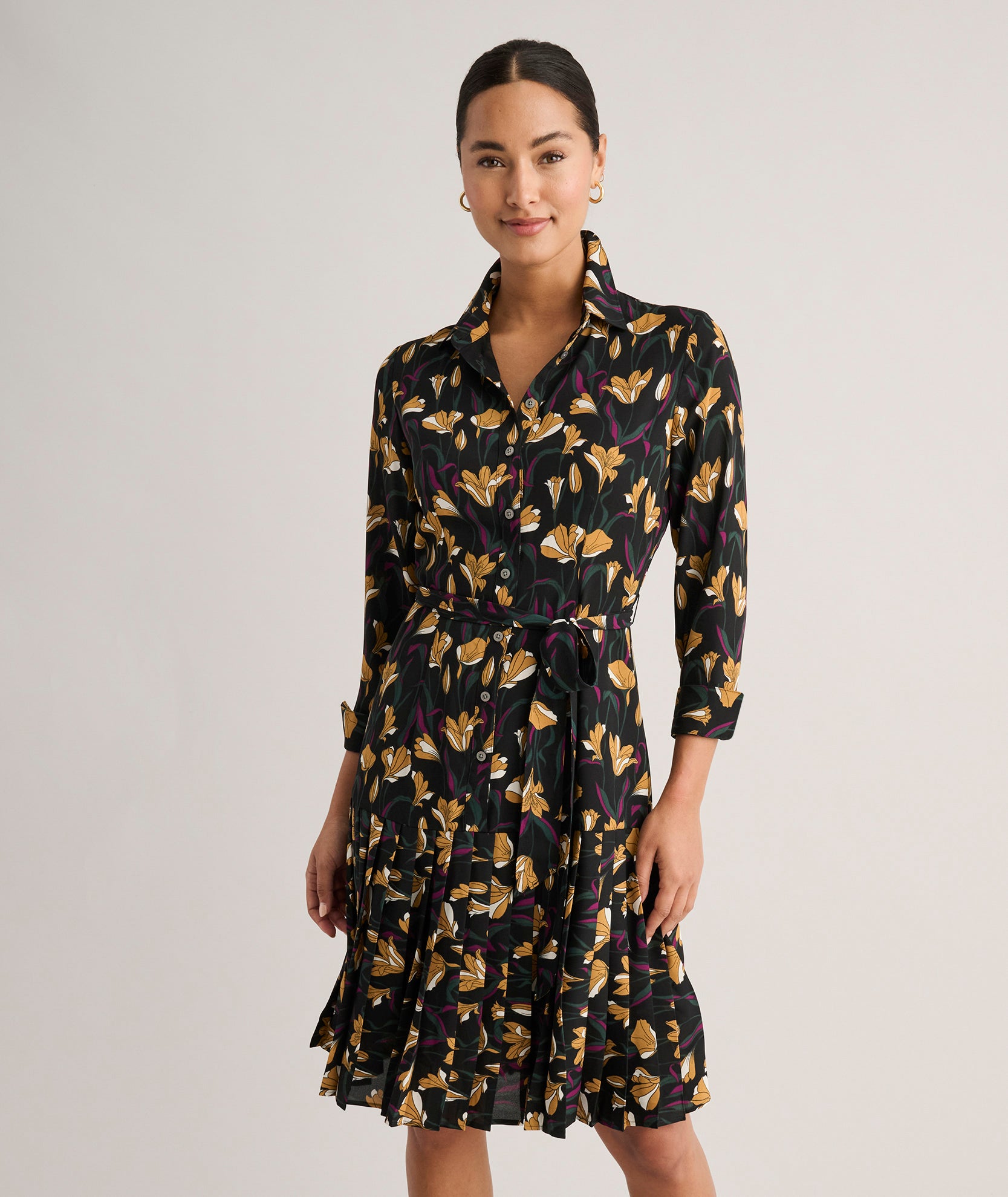 ワンピース Checkered Pleats Long Shirt Dress Checkered Pleats Long Shirt Dress - ロングワンピース