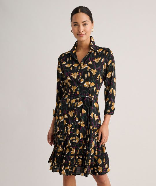 Pleated Janice Midi Shirt Dress