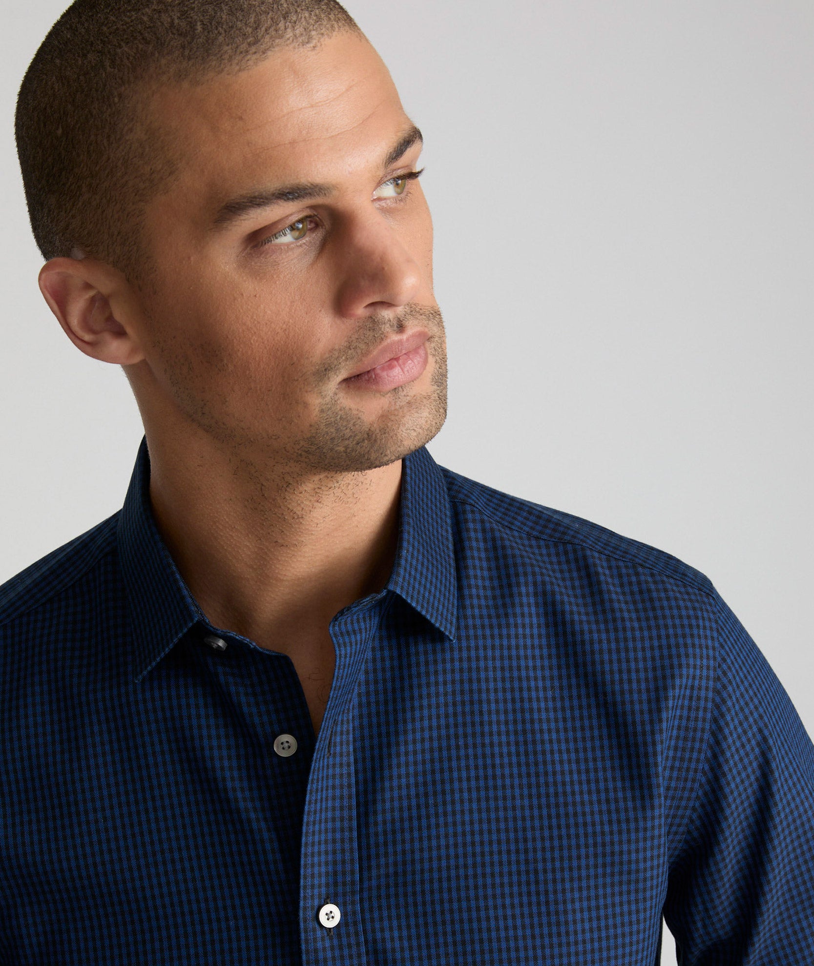 Wrinkle-Free Johnston Shirt Blue & Navy Gingham | UNTUCKit